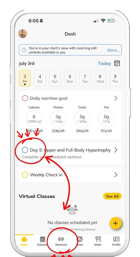 Trainerize screenshot, step 1