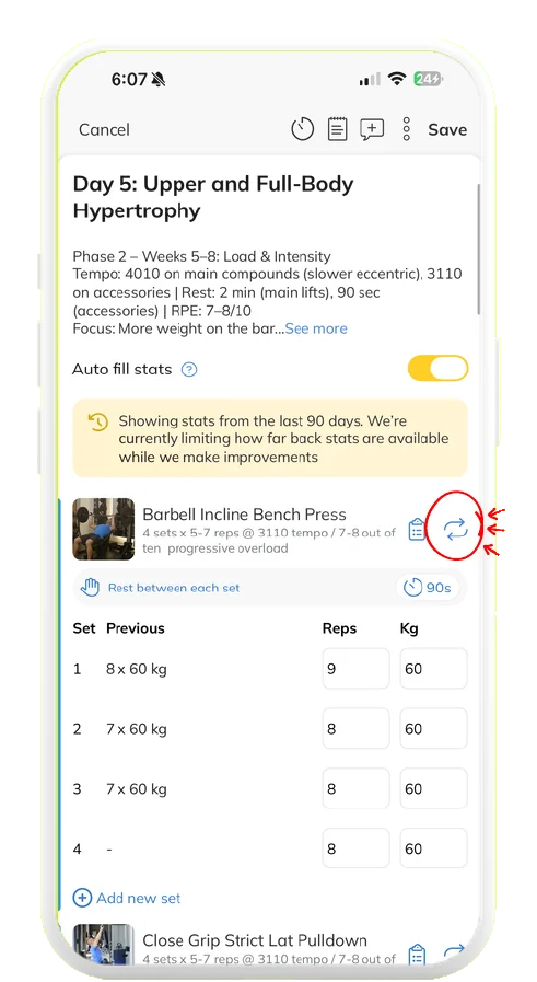 Trainerize screenshot, step 1