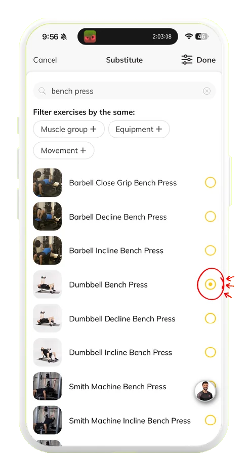 Trainerize screenshot, step 2