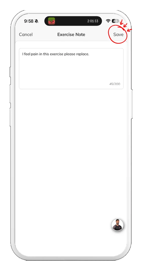Trainerize screenshot, step 2