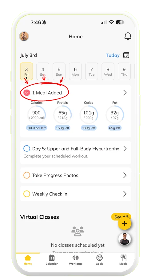 Trainerize screenshot, step 1