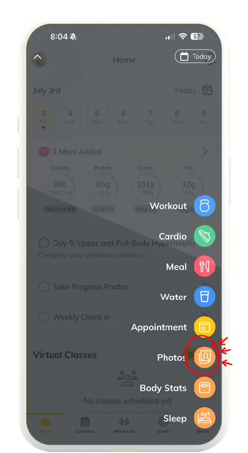Trainerize screenshot, step 2