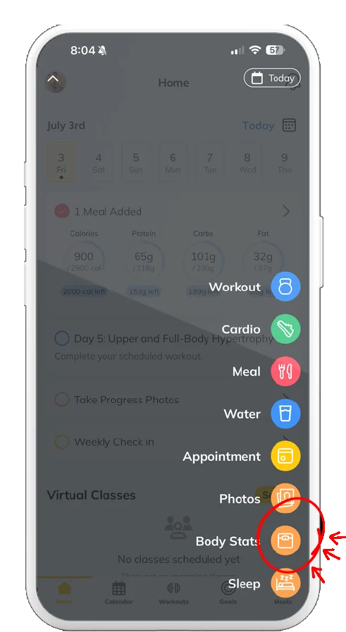 Trainerize screenshot, step 2