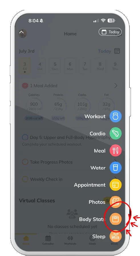Trainerize screenshot, step 2
