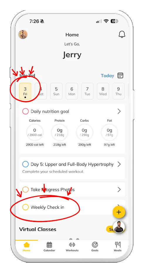 Trainerize screenshot, step 1